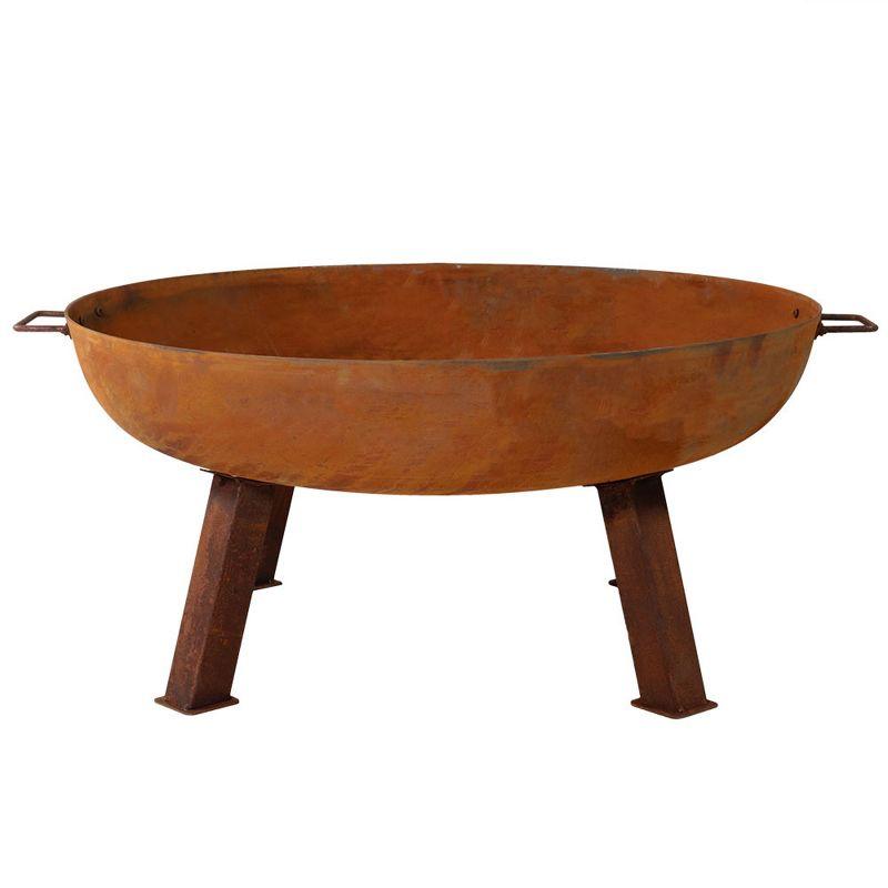 Sunnydaze Outdoor Camping or Backyard Round Cast Iron Rustic Fire Pit Bowl with Handles