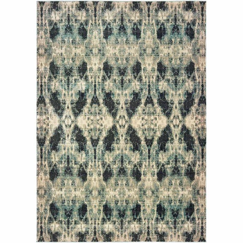 Gray Rectangular Synthetic Easy Care Area Rug