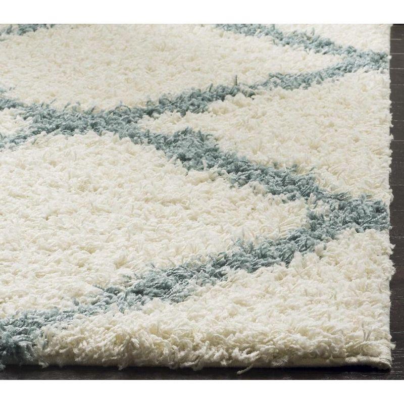 Seafoam Ivory Square Shag Synthetic 47" Area Rug