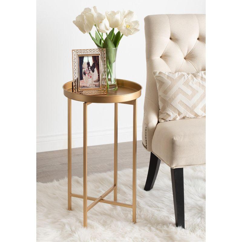 Kate and Laurel Celia Round Metal Tea Table, 14x14x25.75, Gold