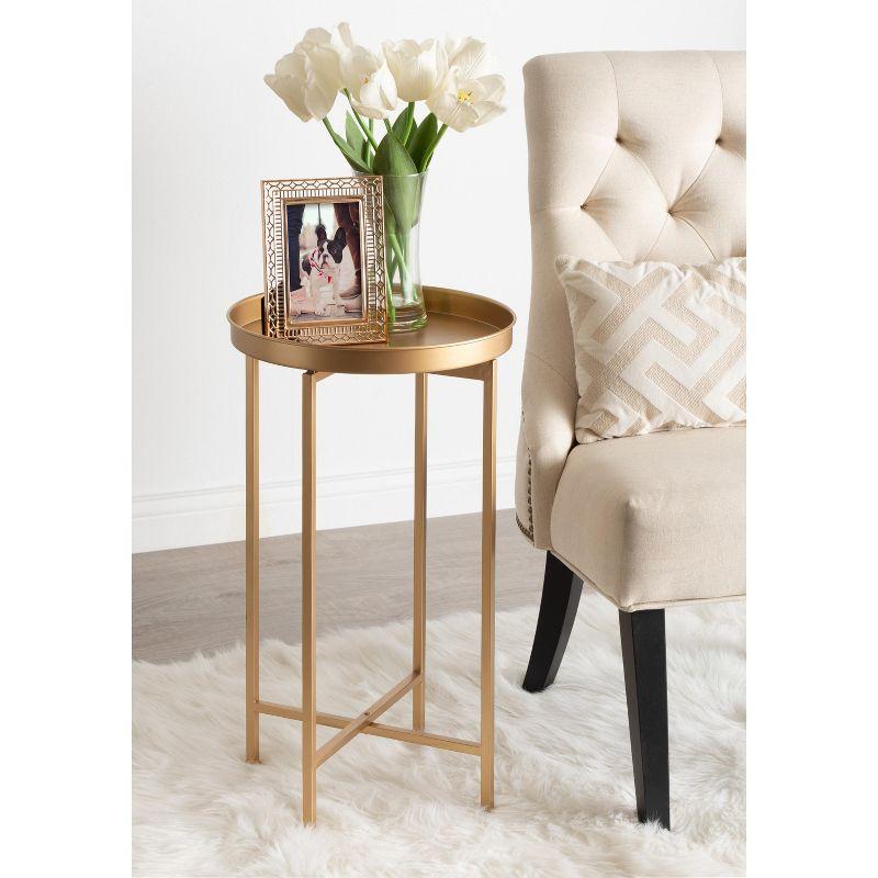 Kate and Laurel Celia Round Metal Foldable Tray Accent Table