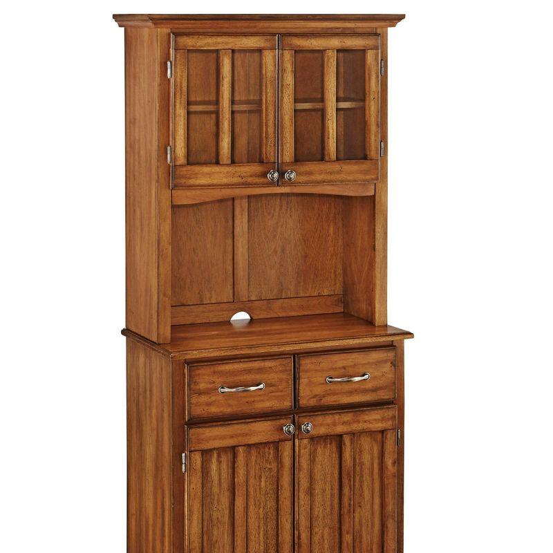 Small Buffet of Buffets Server with Hutch and Oak Top Oak - Homestyles: Traditional Storage, Glass Doors, Adjustable Shelves