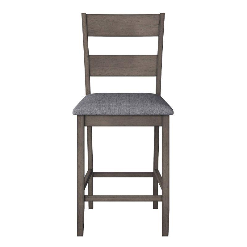 Set of 2 Tuscany Counter Height Dining Chair Washed Gray - CorLiving: Upholstered Square Stools, Footrest, Rubberwood