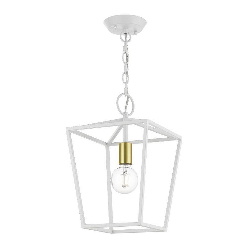 Livex Lighting Devonshire 1 - Light Pendant in  White/Satin Brass