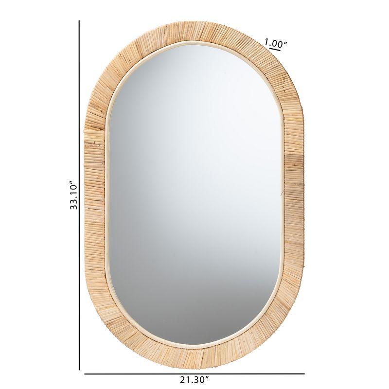 Bella Natural Rattan and Wood Oval Wall Mirror