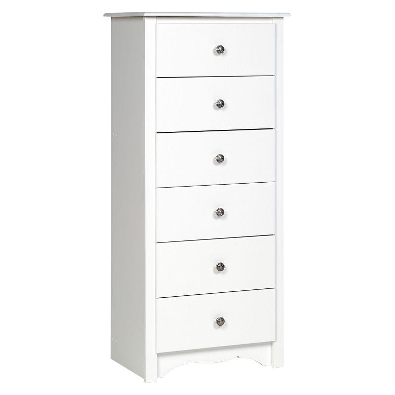 Monterey Tall 6-Drawer White Dresser with Scalloped Base