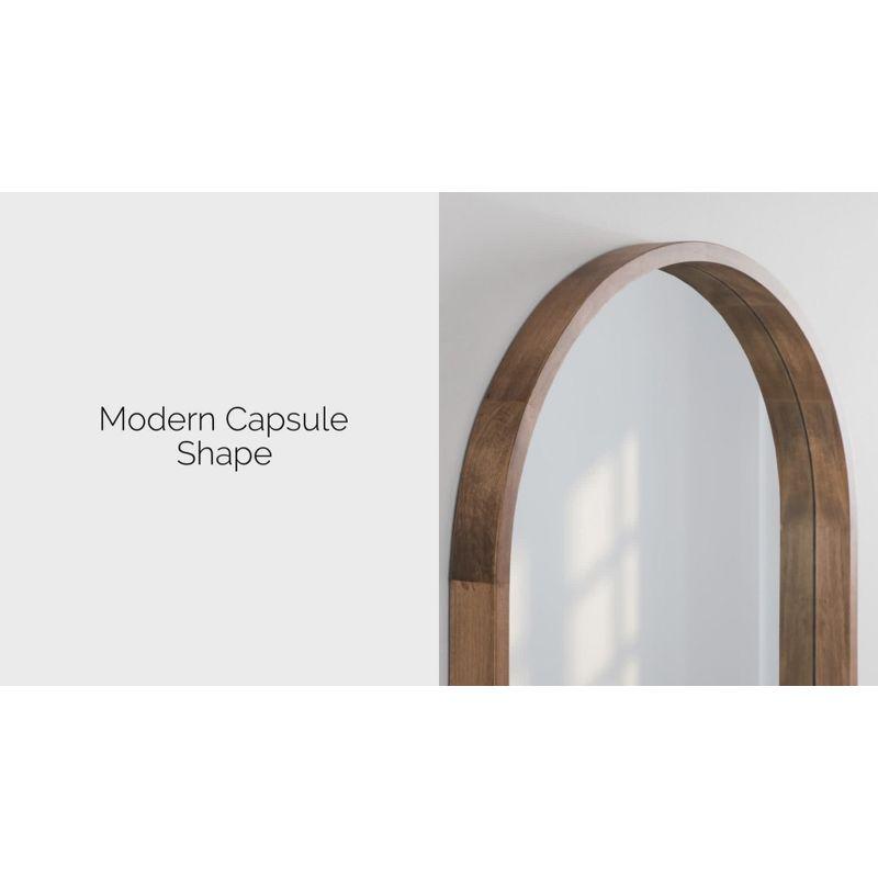 24" x 36" Hutton Wood Framed Capsule Wall Mirror Rustic Brown - Kate & Laurel All Things Decor