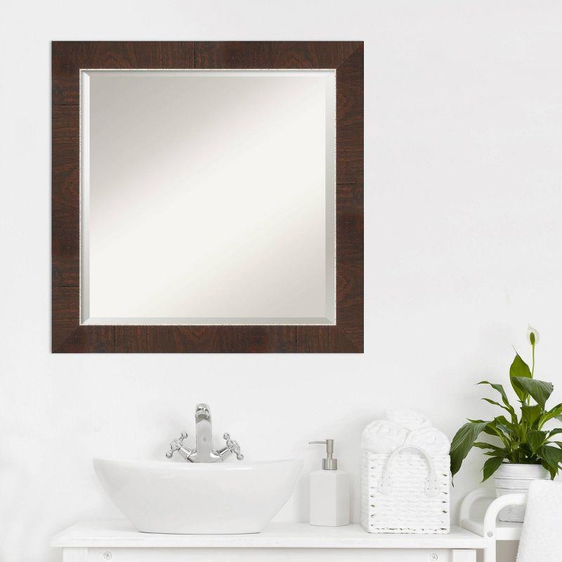 Wildwood Brown and Silver Narrow Framed Rectangular Bathroom Mirror