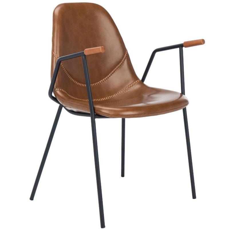 Tanner Mid-Century Dining Chair (Set of 2) - DCH3001 - Cognac/Black - Safavieh
