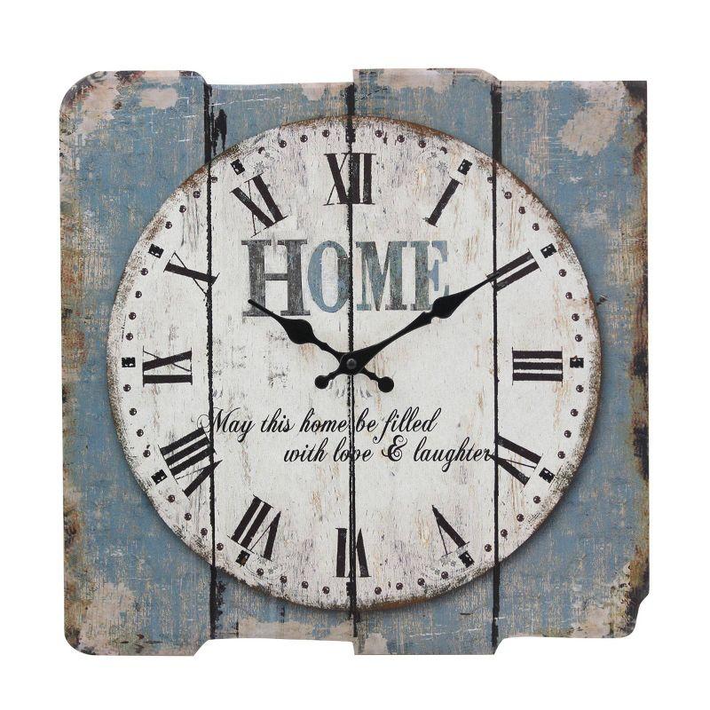 15.7" Blue and White Farmhouse Wooden Wall Clock