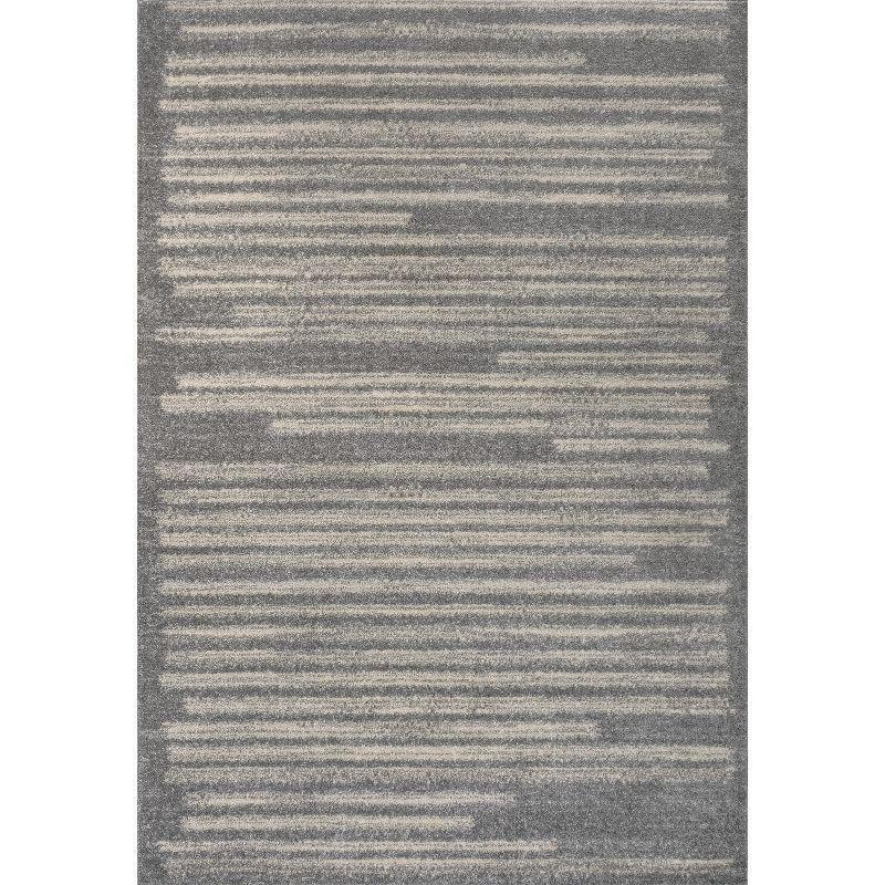 JONATHAN Y Khalil Modern Berber Stripe Gray/Cream 3 ft. x 5 ft. Area Rug