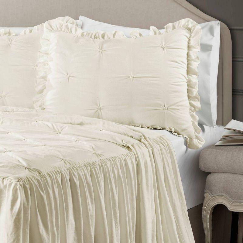 Ivory Queen Microfiber Ruffle Skirt Bedspread & Sham Set