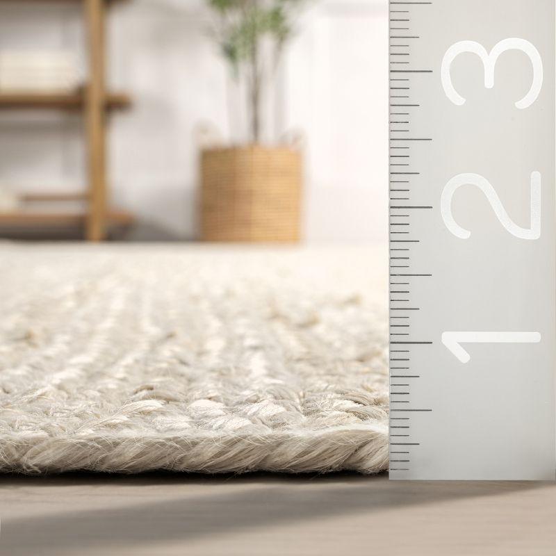 Nuloom 10 Square Rigo Jute Hand Woven Indoor Area Rug, Off White, Solid Farmhouse Design, Natural Fiber Bedroom, Living Room, Kitchen,