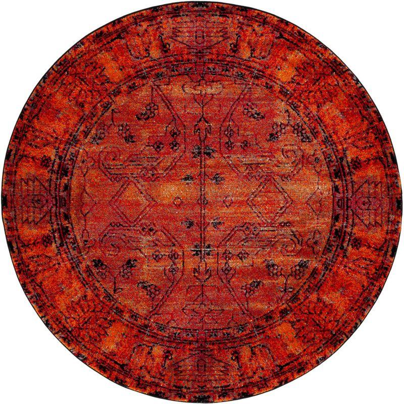 Vintage Hamadan VTH216 Power Loomed Area Rug - Orange - 9' round - Safavieh.