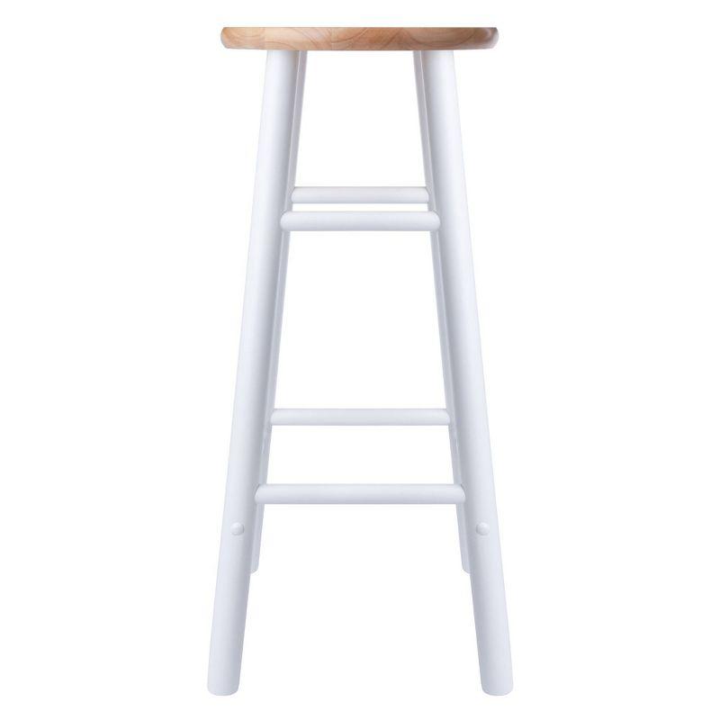 Transitional Teak and White Solid Wood 29" Barstool Duo