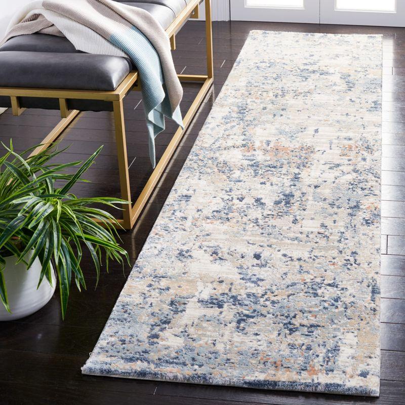 Gray and Cream Abstract Wool Runner Rug