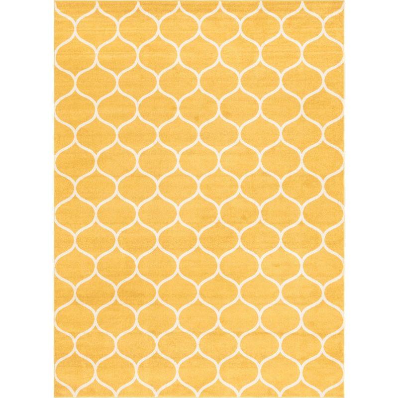 Unique Loom 9' 0 x 12' 0 Trellis Frieze Rounded Yellow Area Rug
