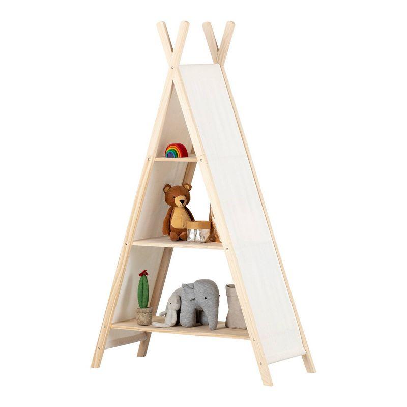 59.25" Sweedi Tent Shelving Unit Natural Cotton/Pine - South Shore: Kids' Room Storage, Pine Frame