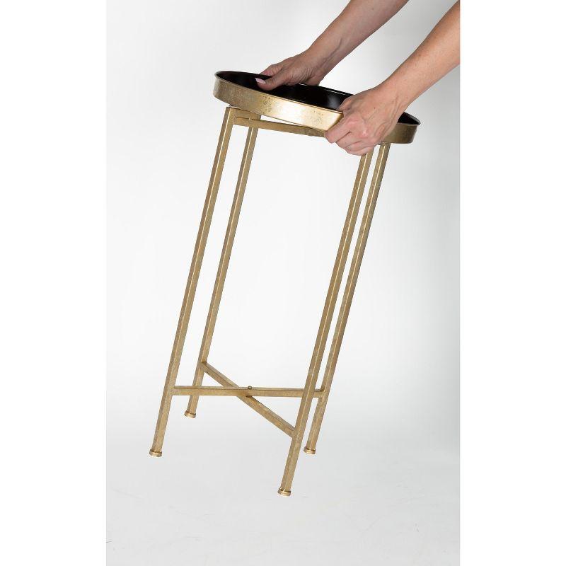 Kate and Laurel Celia Round Metal Tea Table, 14x14x25.75, Gold and Black
