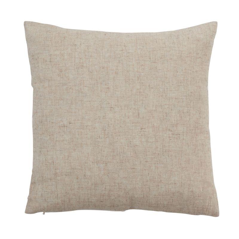 White and Beige Geometric Velvet Throw Pillow with Down Filling