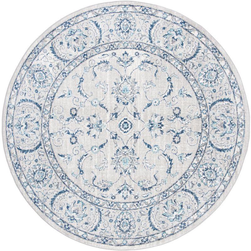 Hand-Knotted Elegance Round Gray Synthetic 59" Rug