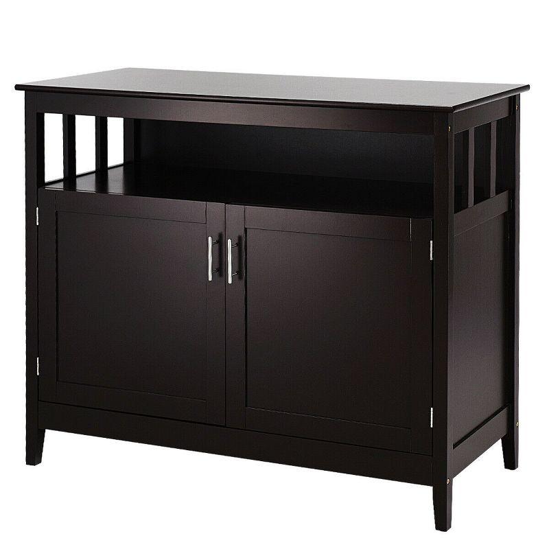 Costway Modern Kitchen Storage 36" Height Cabinet Buffet Server Table Sideboard Dining Wood Brown