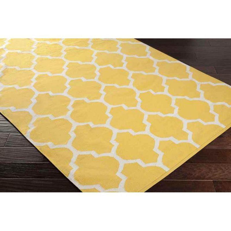 Ivory and Saffron Trellis Wool and Cotton 3' x 5' Area Rug