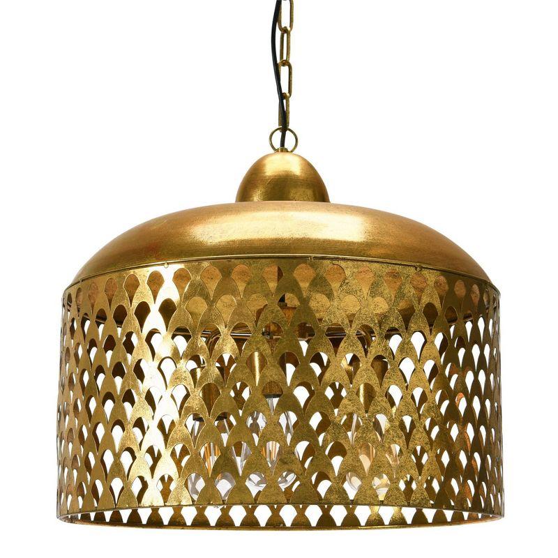 20.25" x 18.5" Metal Pendant Lamp Gold Finish - Storied Home: UL Listed, No Assembly, Adjustable Height