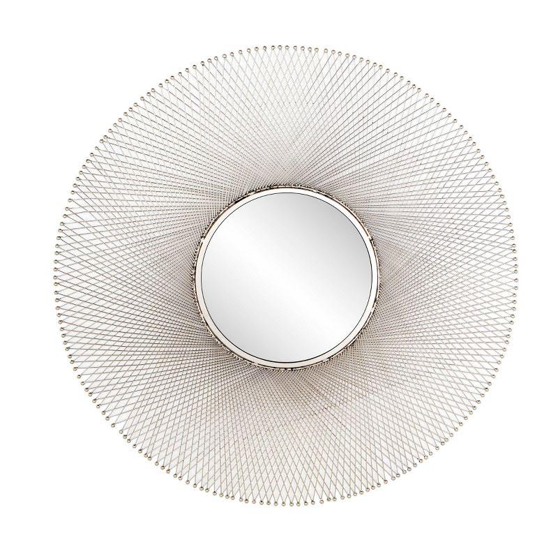 45" x 45" Metal Starburst Wall Mirror Silver - Olivia & May: Iron Frame, Round Shape, No Assembly Required