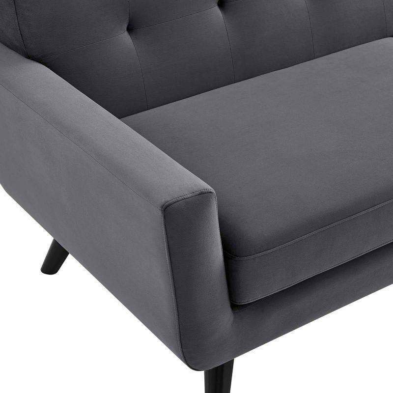 Gray Tufted Velvet Sofa with Removable Cushions, 91"