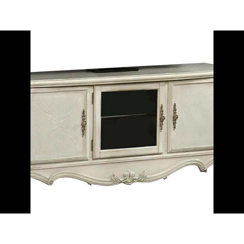 Versailles Antique Platinum 74" TV Console with Carved Accents