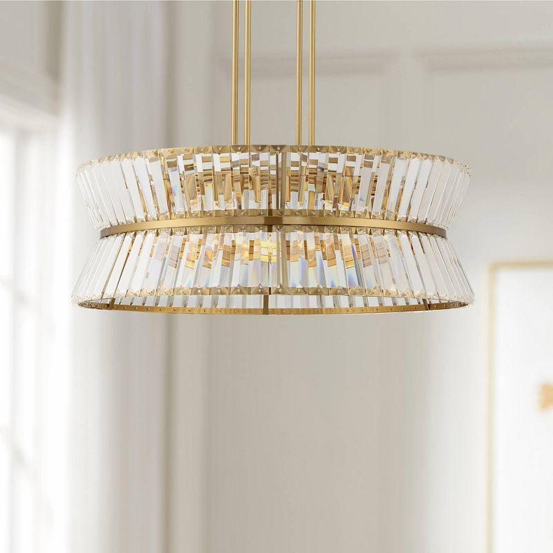 Vienna Full Spectrum Melwick Soft Gold Chandelier Lighting 28" Wide Modern Crystal Hourglass Shade 12-Light Fixture for Dining Room Kitchen Island