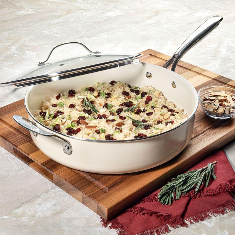 Gotham Steel Gotham Steel Naturals Cream Ultra Nonstick Ceramic 5.5 Qt Jumbo Cooker Pan with Lid
