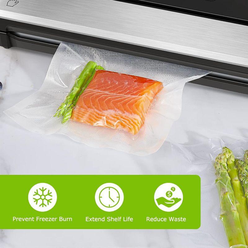 Bonsenkitchen Precut Vacuum Food Sealer Bags 100 Pint 6" x 10", BPA Free, Commercial Grade Textured, Food Storage, Sous Vide Cooking