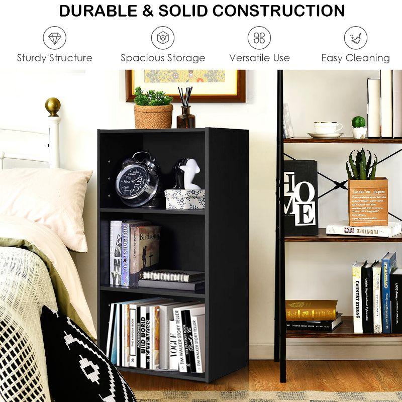 Costway 3 Open Shelf Bookcase Modern Multi-functional Storage Display Cabinet Black