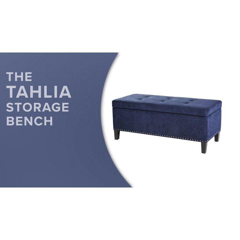 Tahlia Tufted Top Storage Bench - Charcoal: Bedroom Ottoman with Wood Legs & High-Density Foam