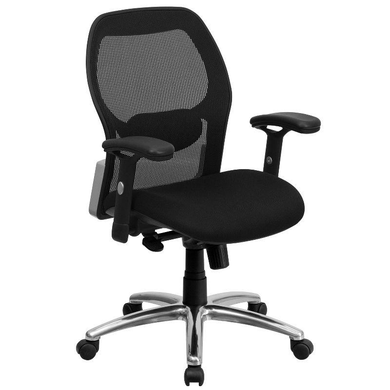 Ergonomic Black Mesh Mid-Back Executive Swivel Chair with Adjustable Arms