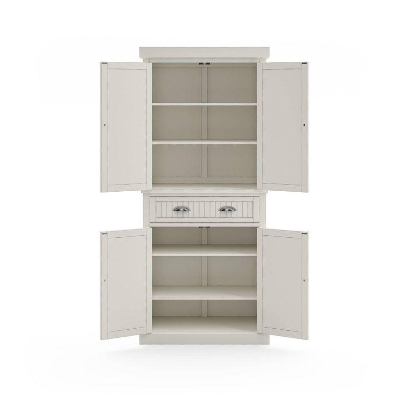 Nantucket Pantry Off White - Homestyles: Coastal Style Storage, 4-Door Hardwood Cabinet with Adjustable Shelves