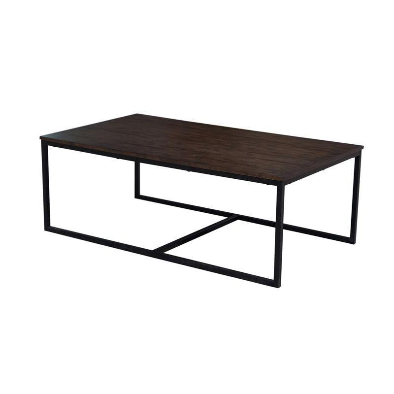 54" Wide Arcadia Acacia Wood Coffee Table Antiqued Mocha - Alaterre Furniture: Industrial, Trestle Base, Stained Wood