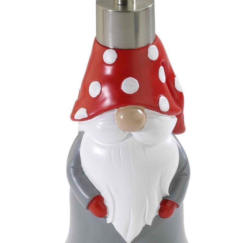 Gnome Walk Red and White Resin Lotion Dispenser with Cotton Towels