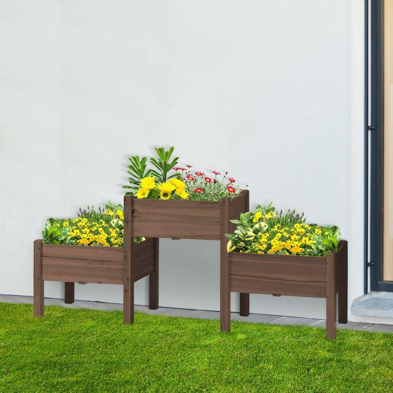 Medium Wood 3-Tier Raised Garden Bed Planter Box