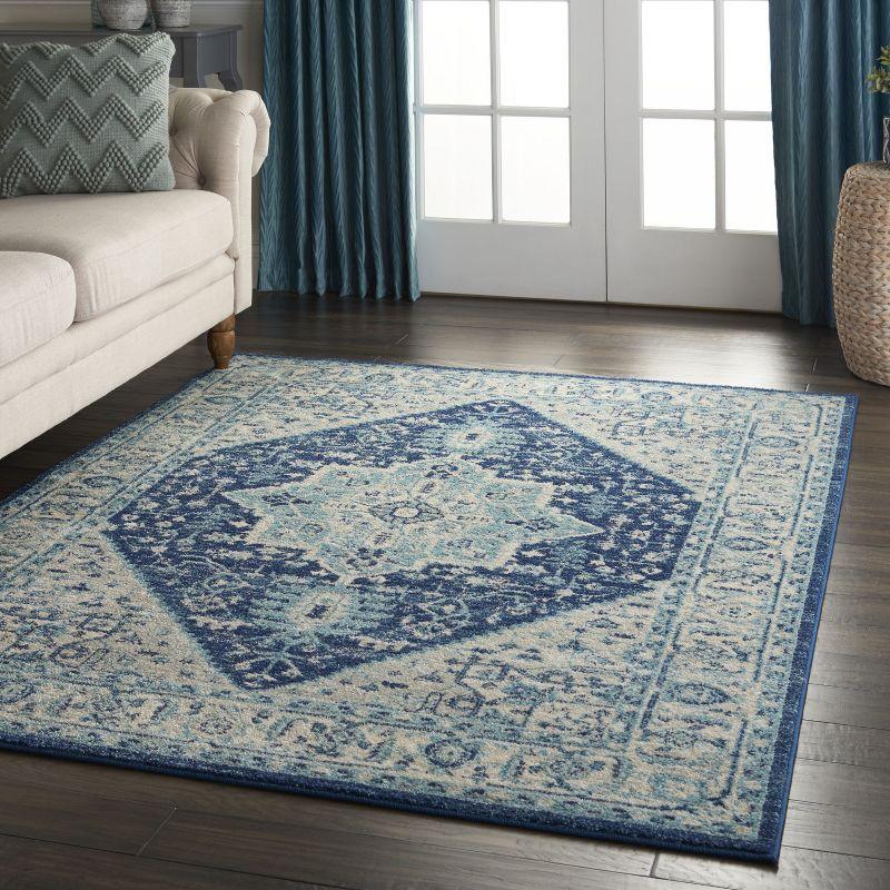 Nourison Tranquil Persian Indoor Rug Ivory Navy 5'3" x 7'3"