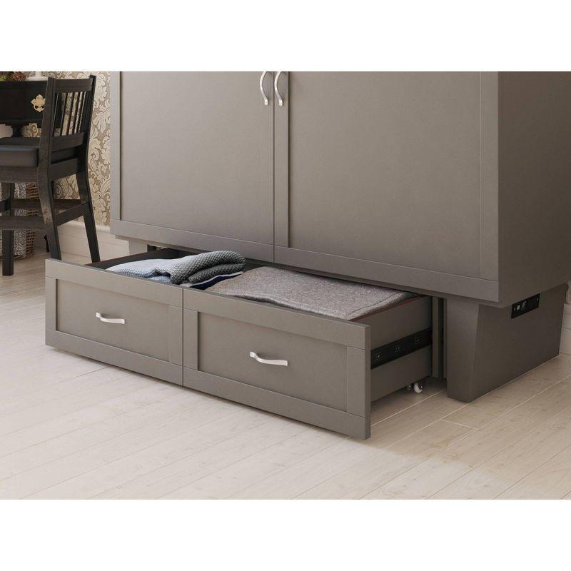 Queen Monroe Murphy Bed Chest with Memory Foam Mattress - AFI: USB Turbo Charger