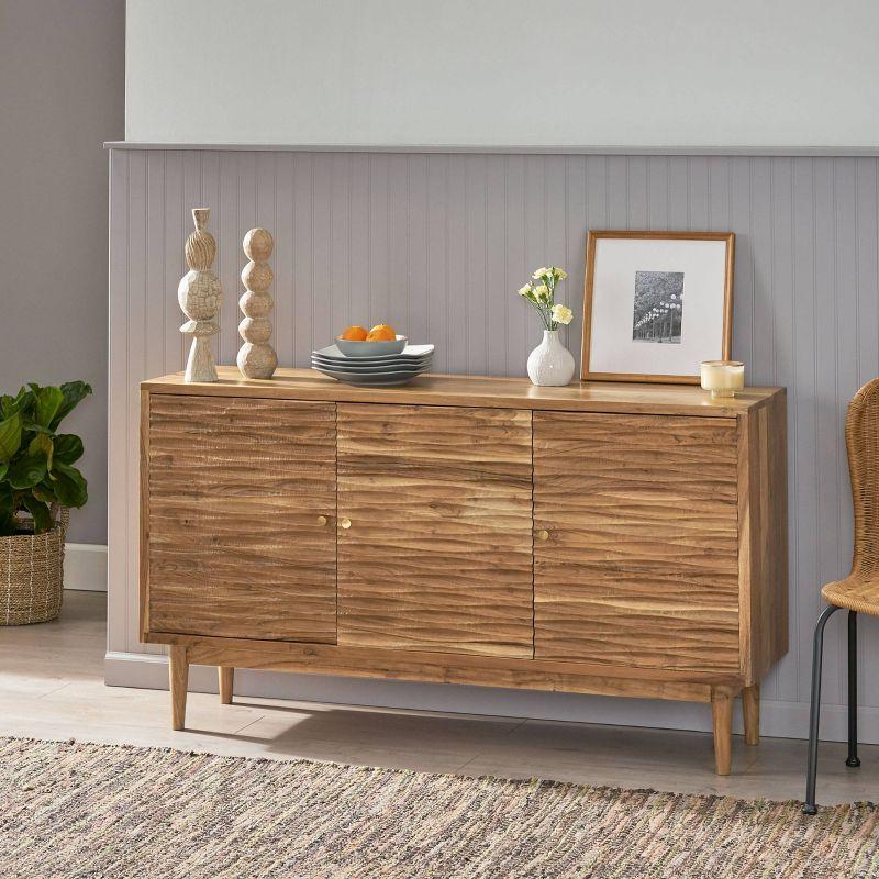 Warrenton Boho Handcrafted 2 Door Acacia Wood Sideboard Natural - Christopher Knight Home: Exotic Storage Cabinet