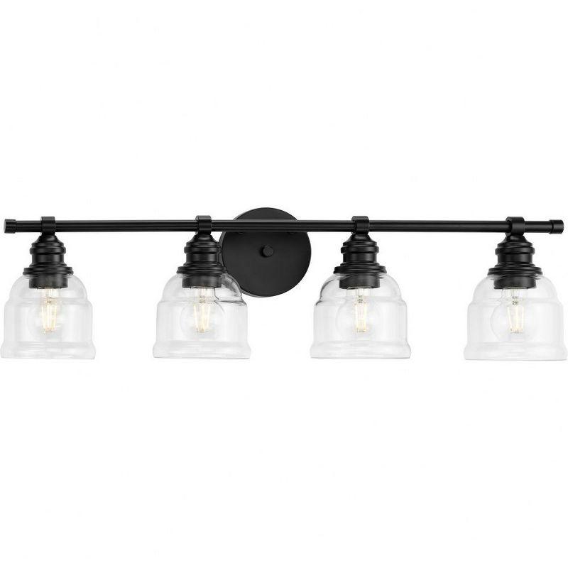 Ambrose Matte Black 4-Light Vanity Fixture with Clear Glass Shades