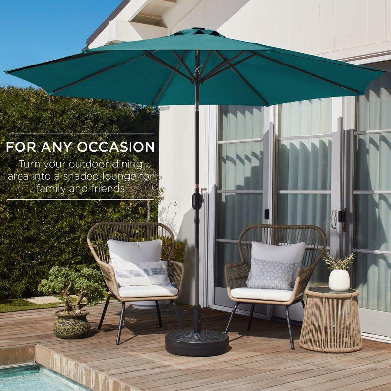 Best Choice Products 10ft Outdoor Steel Market Patio Umbrella w/ Crank, Tilt Push Button, 6 Ribs - Cerulean