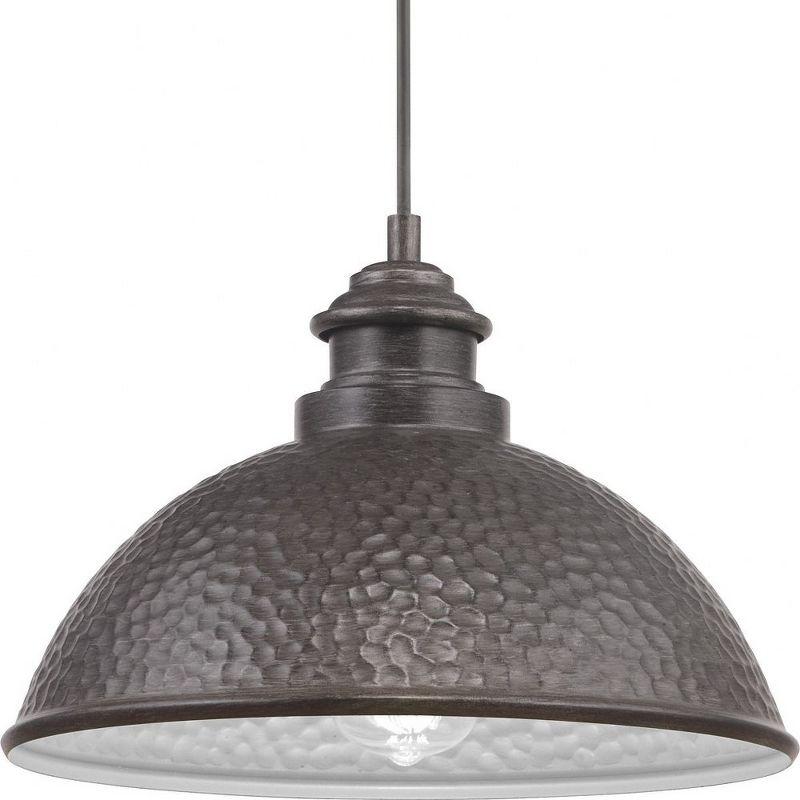 Progress Lighting Englewood 1-Light Hanging Lantern Pendant, Antique Pewter, Metallic Copper Shade, Damp Rated