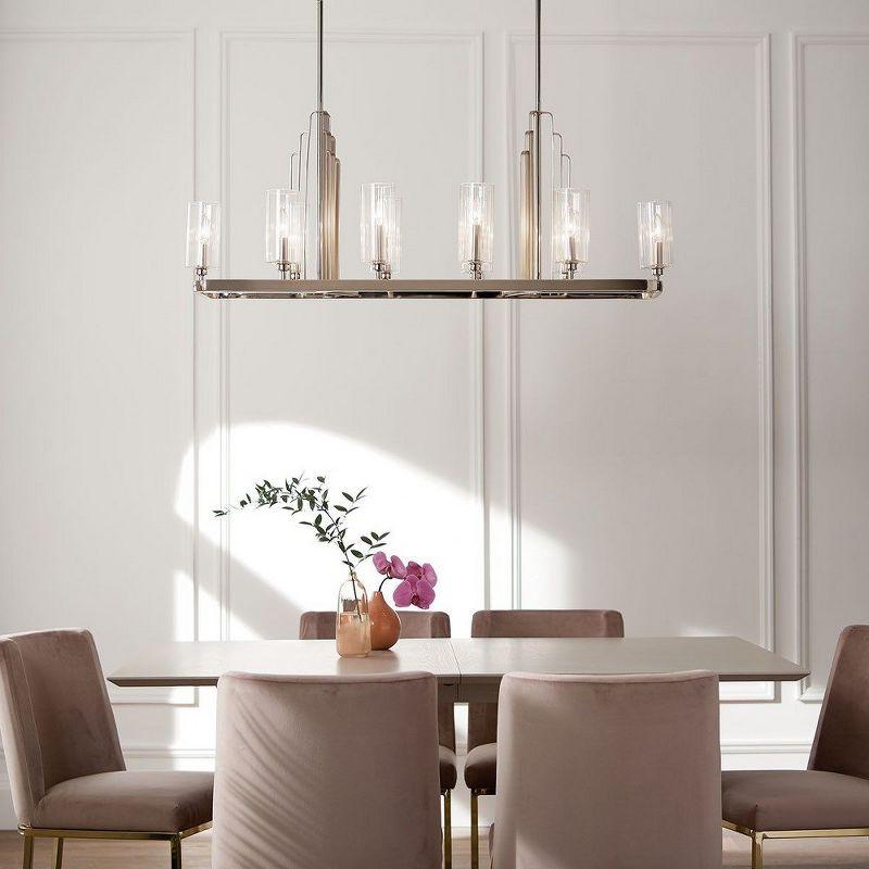 Kimrose™ 10 Light Linear Chandelier with Clear Fluted Glass Brushed Natural Brass