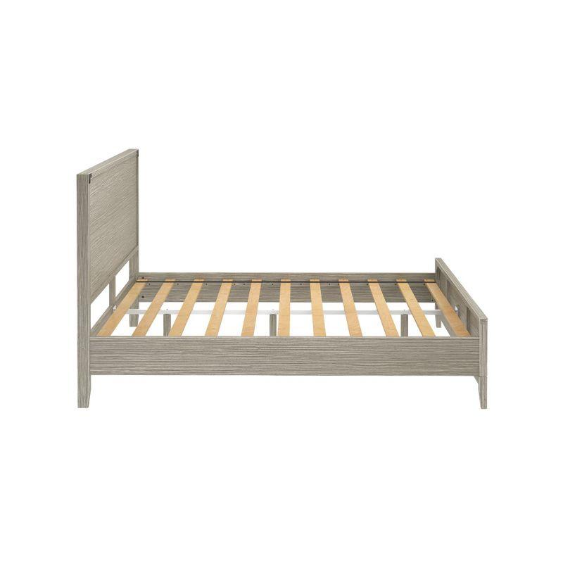 Seashell Wirebrush Queen-Size Pine Wood Bed Frame with Headboard