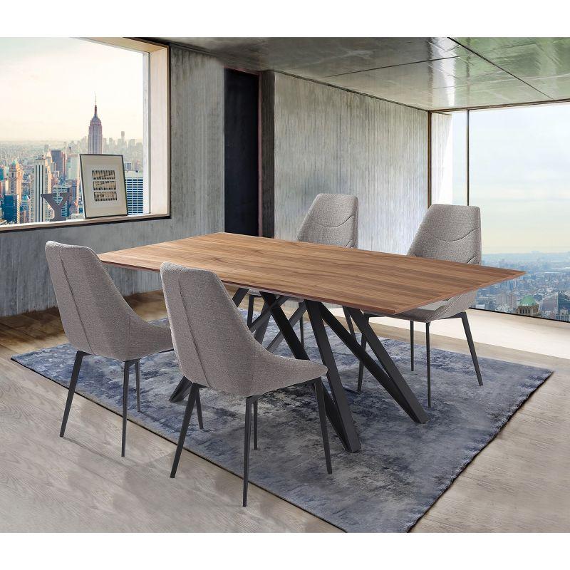 Modena Contemporary Dining Table Walnut - Armen Living: Steel Frame, 6-Person, Non-Extension